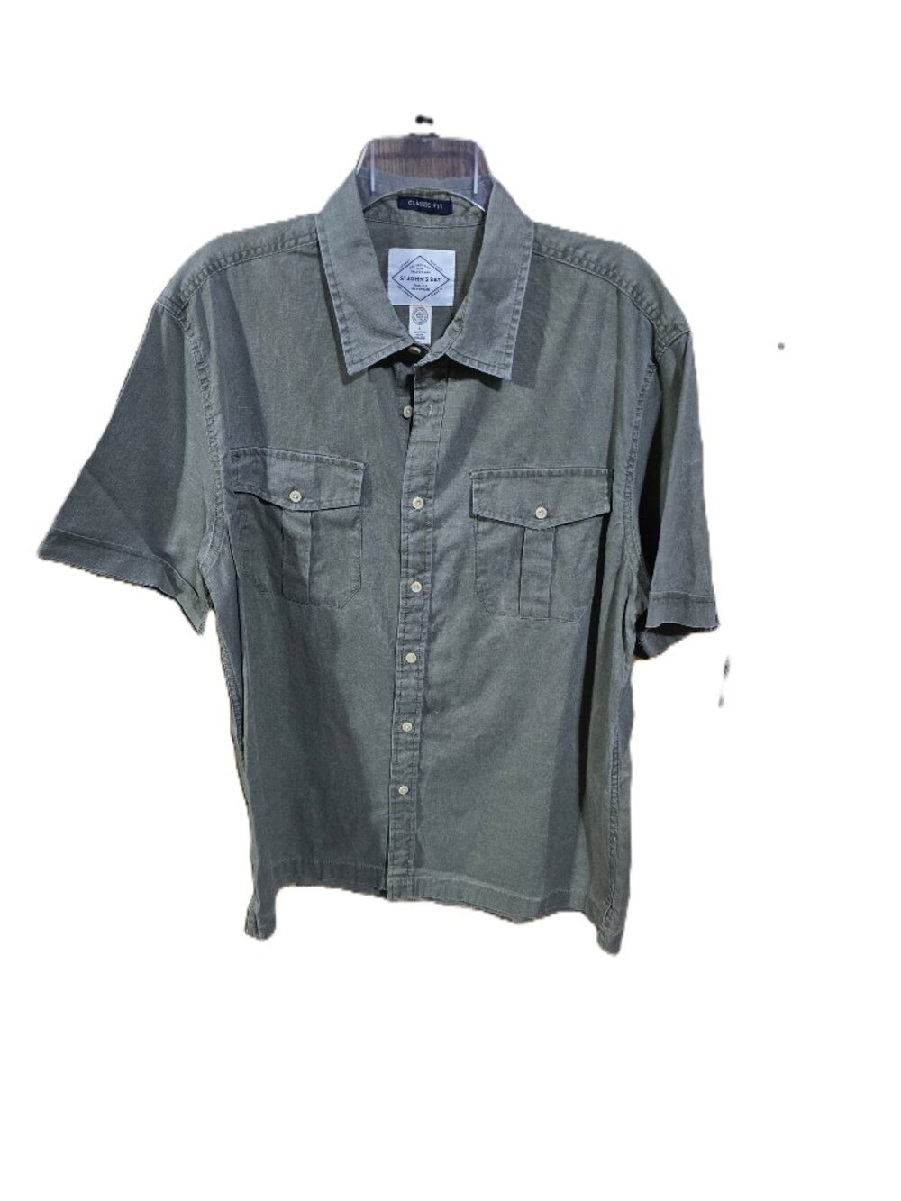 St. John's Bay Green Button Down Shirt Classic Fit